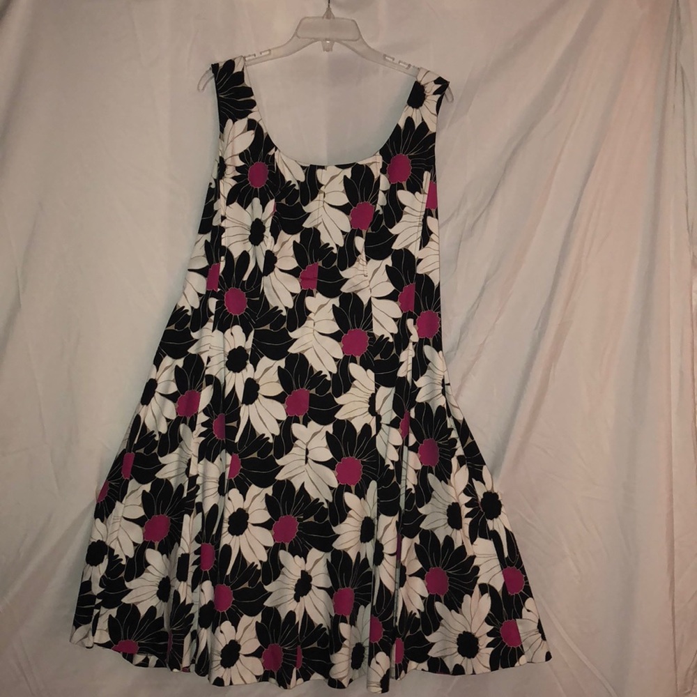 Nine West A-Line Black, Pink, Tan and White Dress